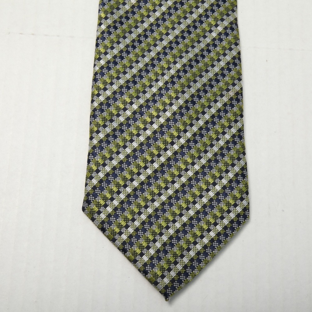 Massimo Tie Blue Green Silver Black Woven Silk Italy 4 x 58.5
